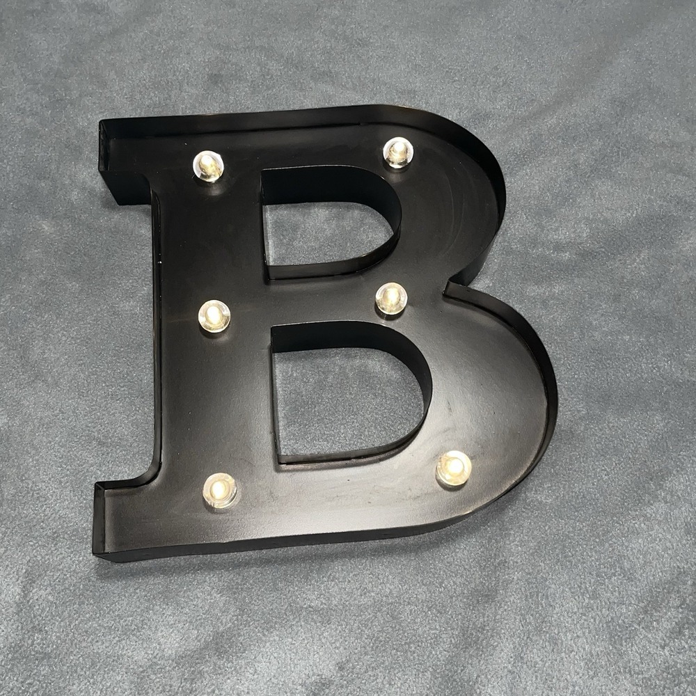 Marquee VTG Style Black Metal Letter "B" Battery Operated 12.25" Tall